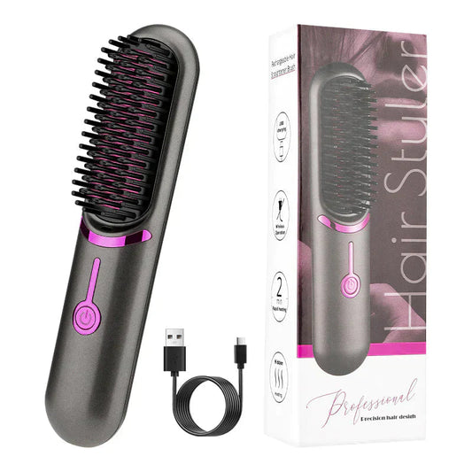 Cordless Hair Styling Brush with Adjustable Temperature – Lightweight and Compact
