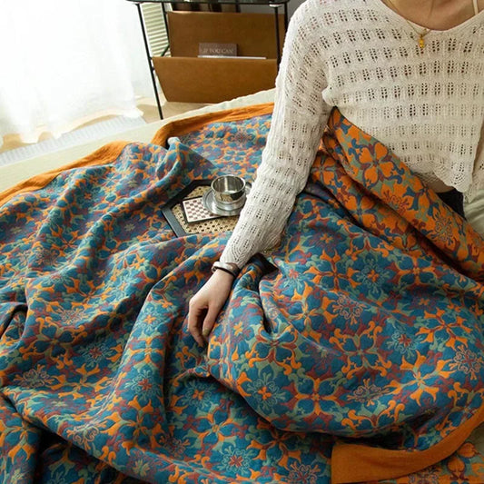 Cotton Quilt with Blue Pattern