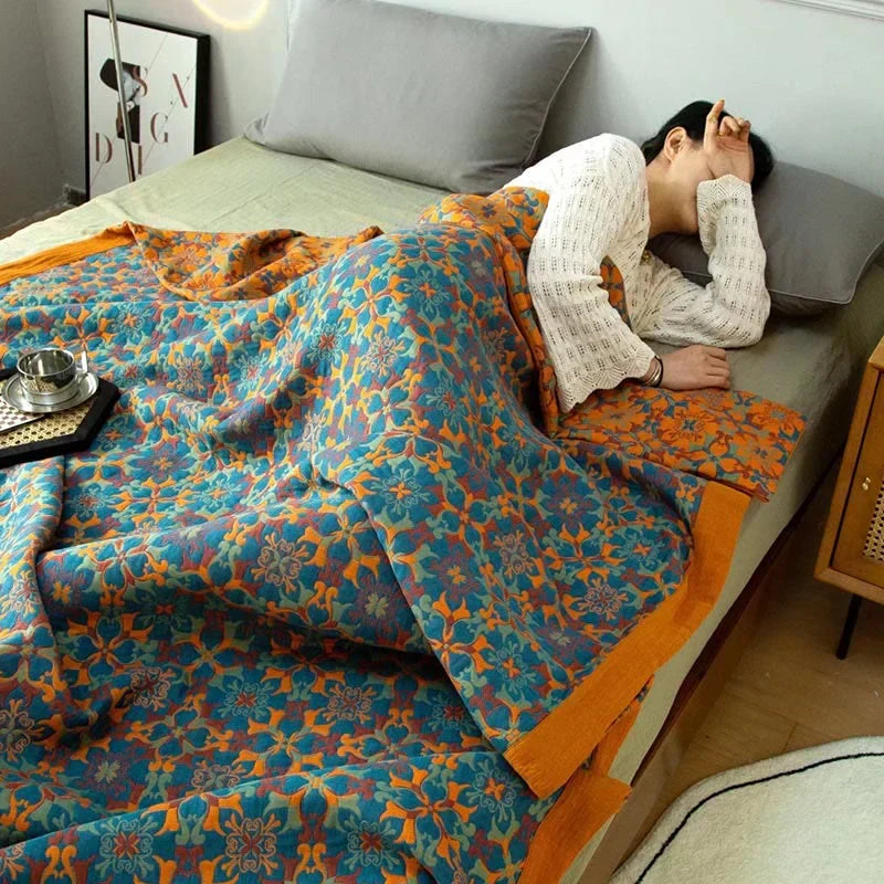 Cotton Quilt with Blue Pattern