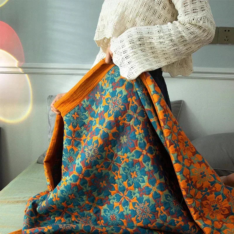 Cotton Quilt with Blue Pattern