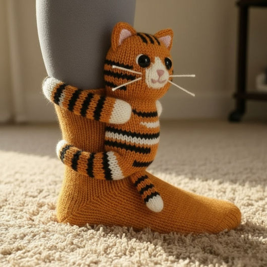 Cozy Hugging Animal Lounge Socks – Warm, Cute Character Socks, Unisex One Size Fits All