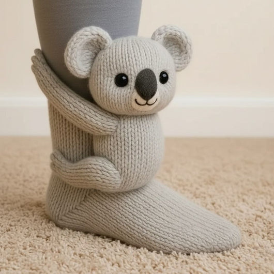 Cozy Hugging Animal Lounge Socks – Warm, Cute Character Socks, Unisex One Size Fits All