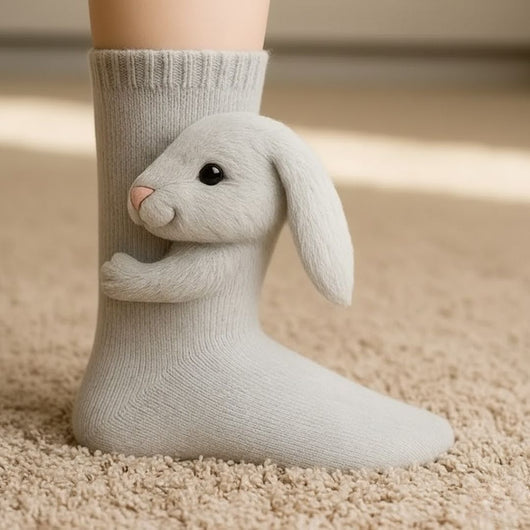 Cozy Hugging Animal Lounge Socks – Warm, Cute Character Socks, Unisex One Size Fits All