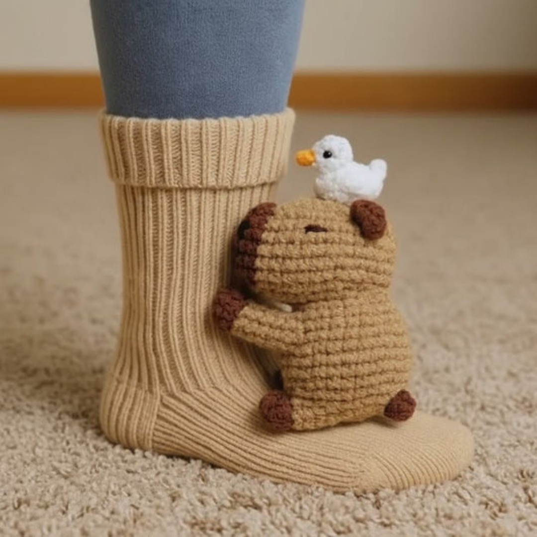 Cozy Hugging Animal Lounge Socks – Warm, Cute Character Socks, Unisex One Size Fits All