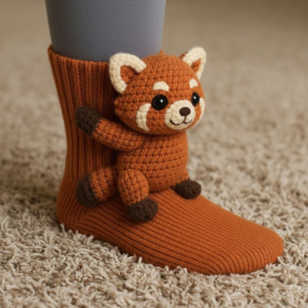 Cozy Hugging Animal Lounge Socks – Warm, Cute Character Socks, Unisex One Size Fits All