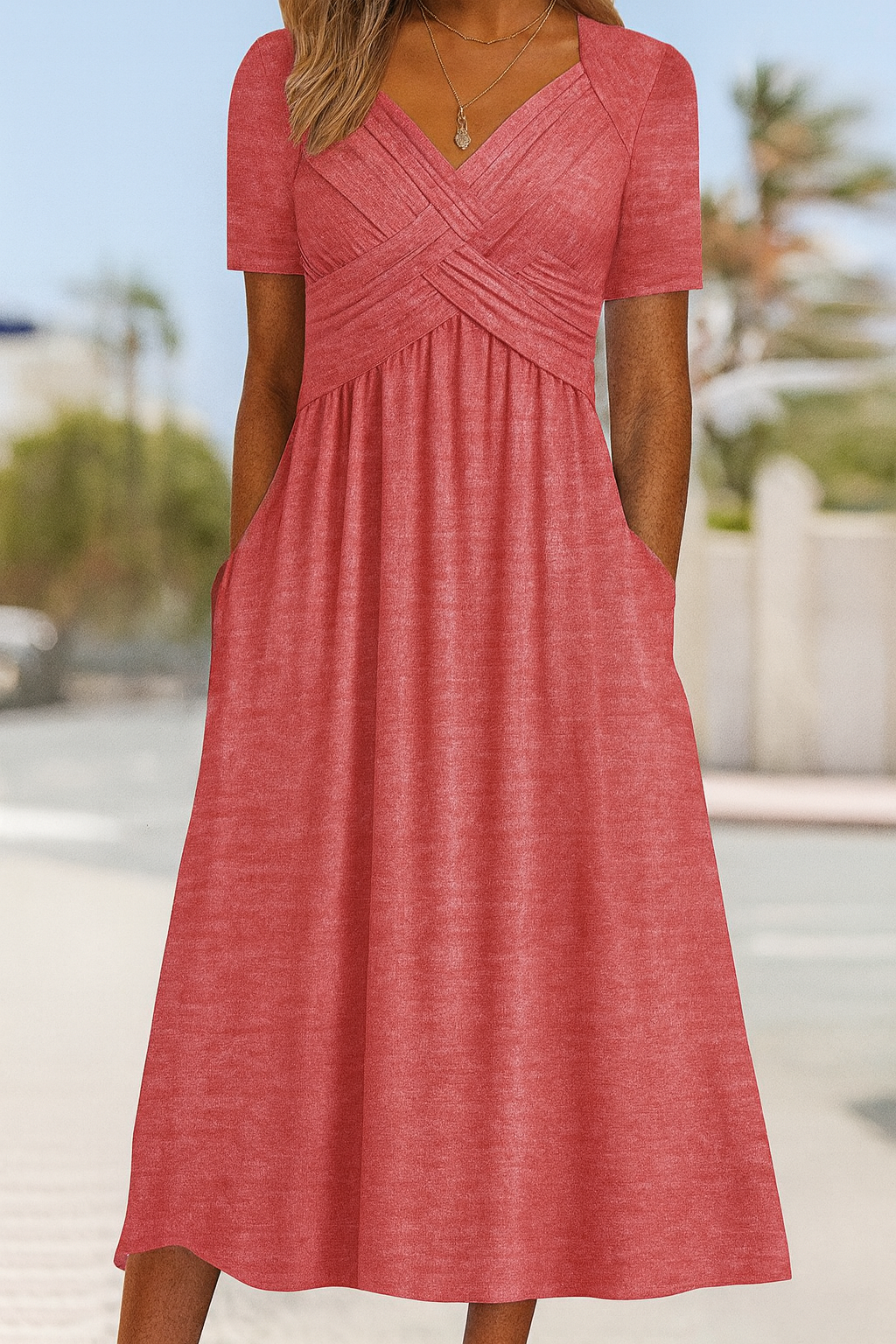 Crisscross Short-Sleeve Dress