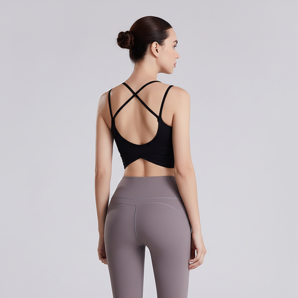 Cropped Sports Top with Criss-Cross Straps