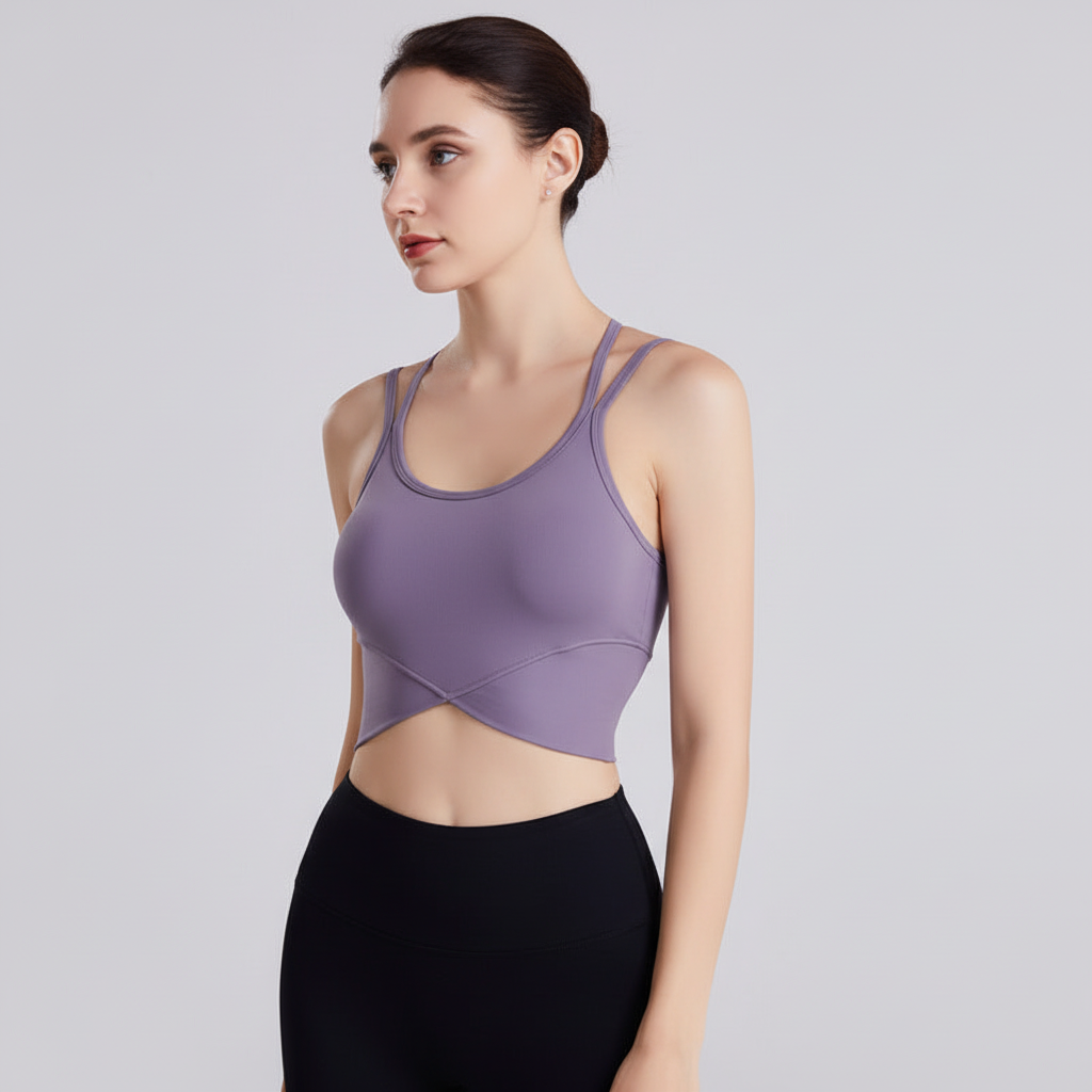 Cropped Sports Top with Criss-Cross Straps