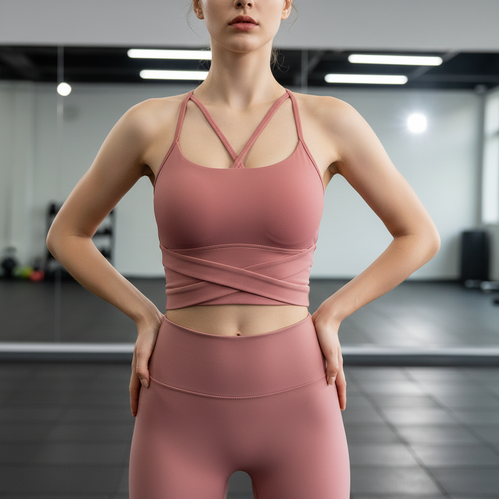 Cropped Sports Top with Criss-Cross Straps