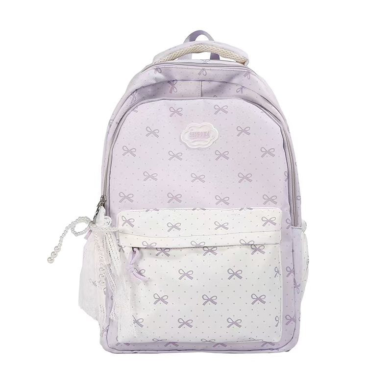 Cute Bow-Pattern School Backpack