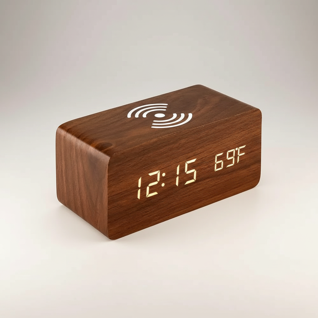 Digital LED Wooden Alarm Clock