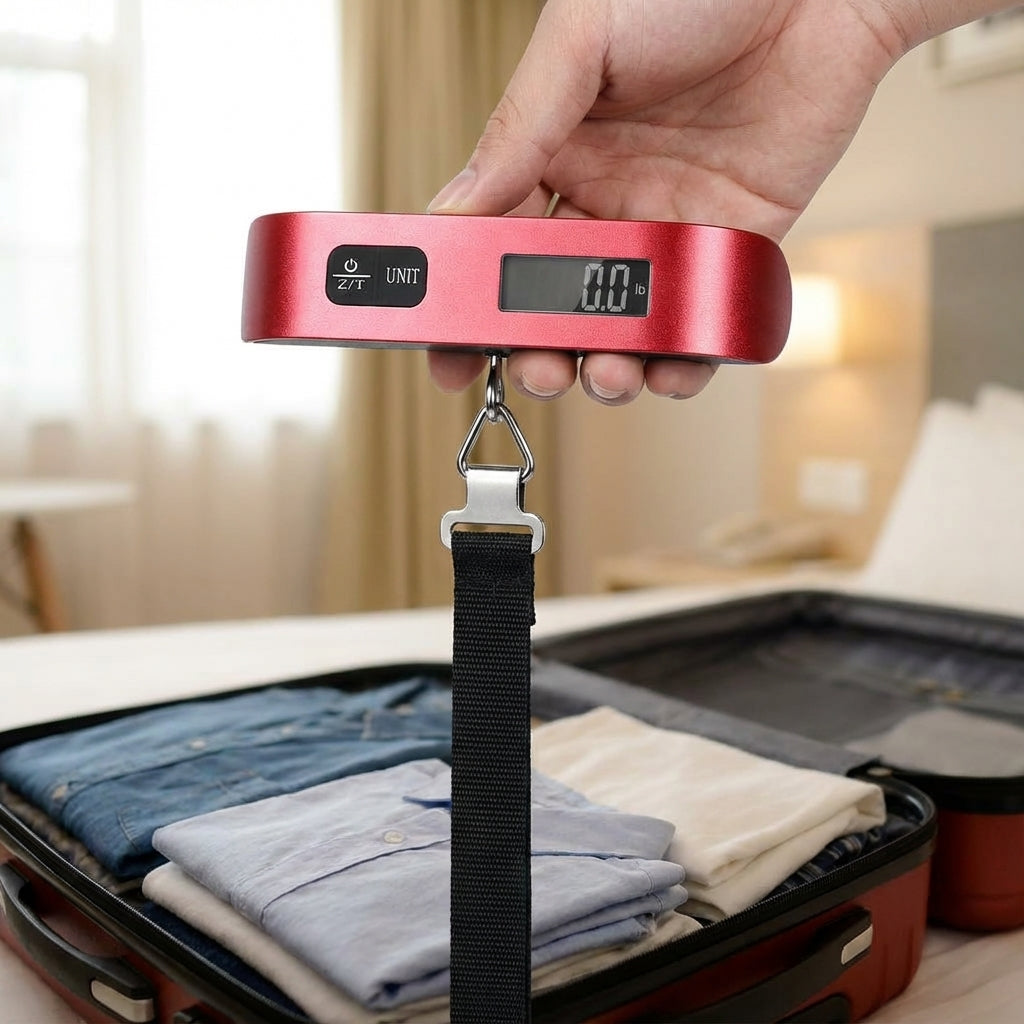 Digital Luggage Scale with Backlit LCD Display and Rubber Handle – Portable 50 kg Capacity Weighing Scale