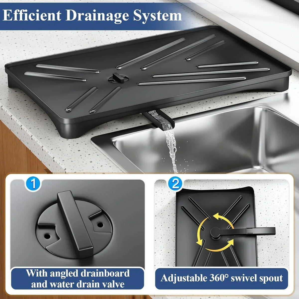 Dish Rack with Drip Tray and Large Cutlery Holder