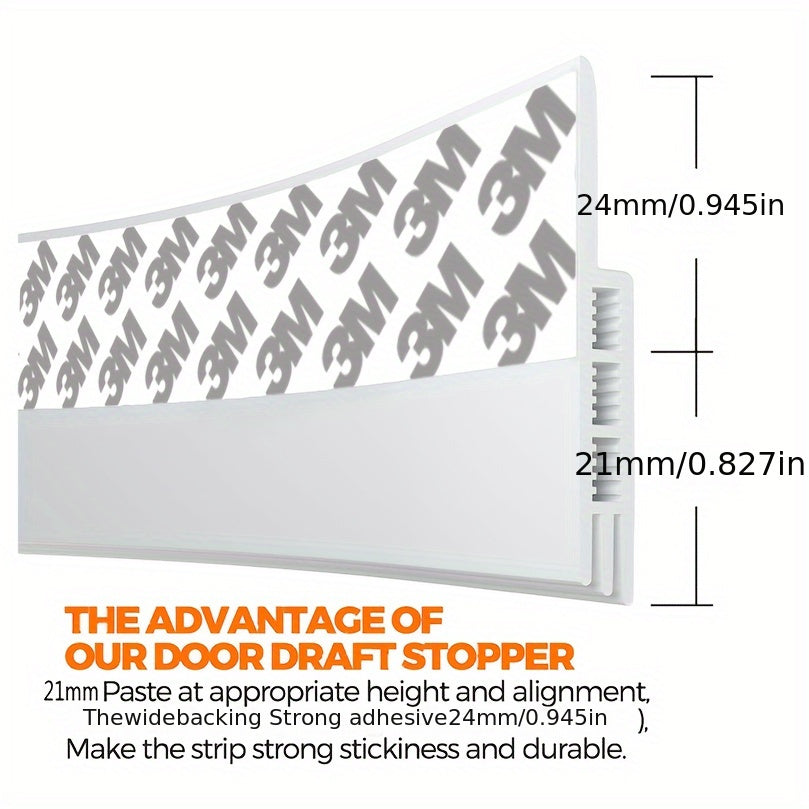 Door Draft Stopper - Silicone Door Sweep with Strong Adhesive and Soundproofing