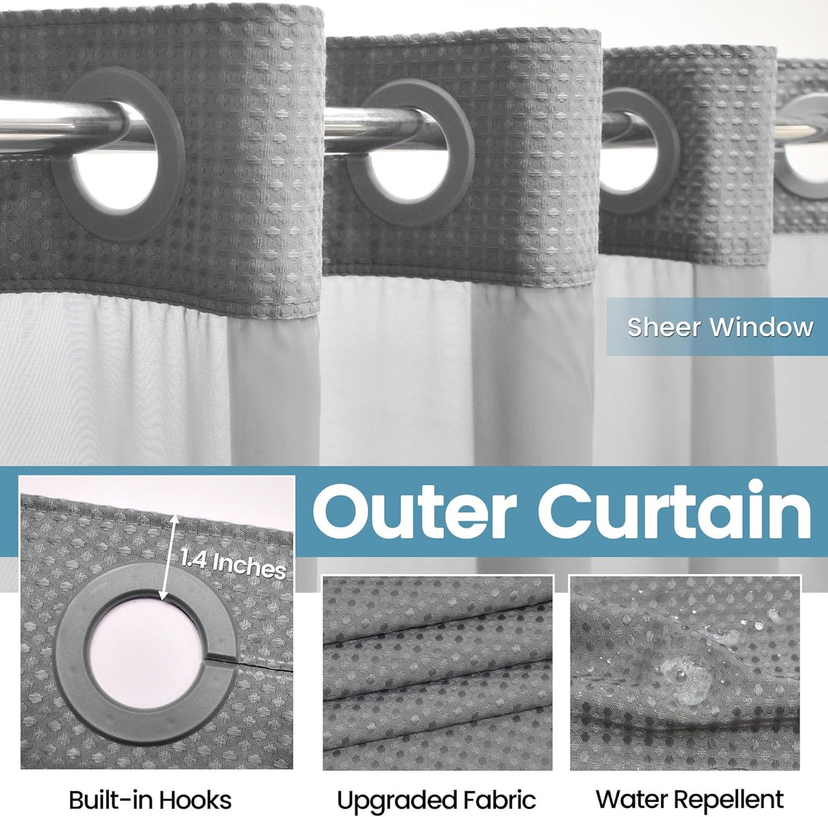 Double-Layer Waffle Shower Curtain
