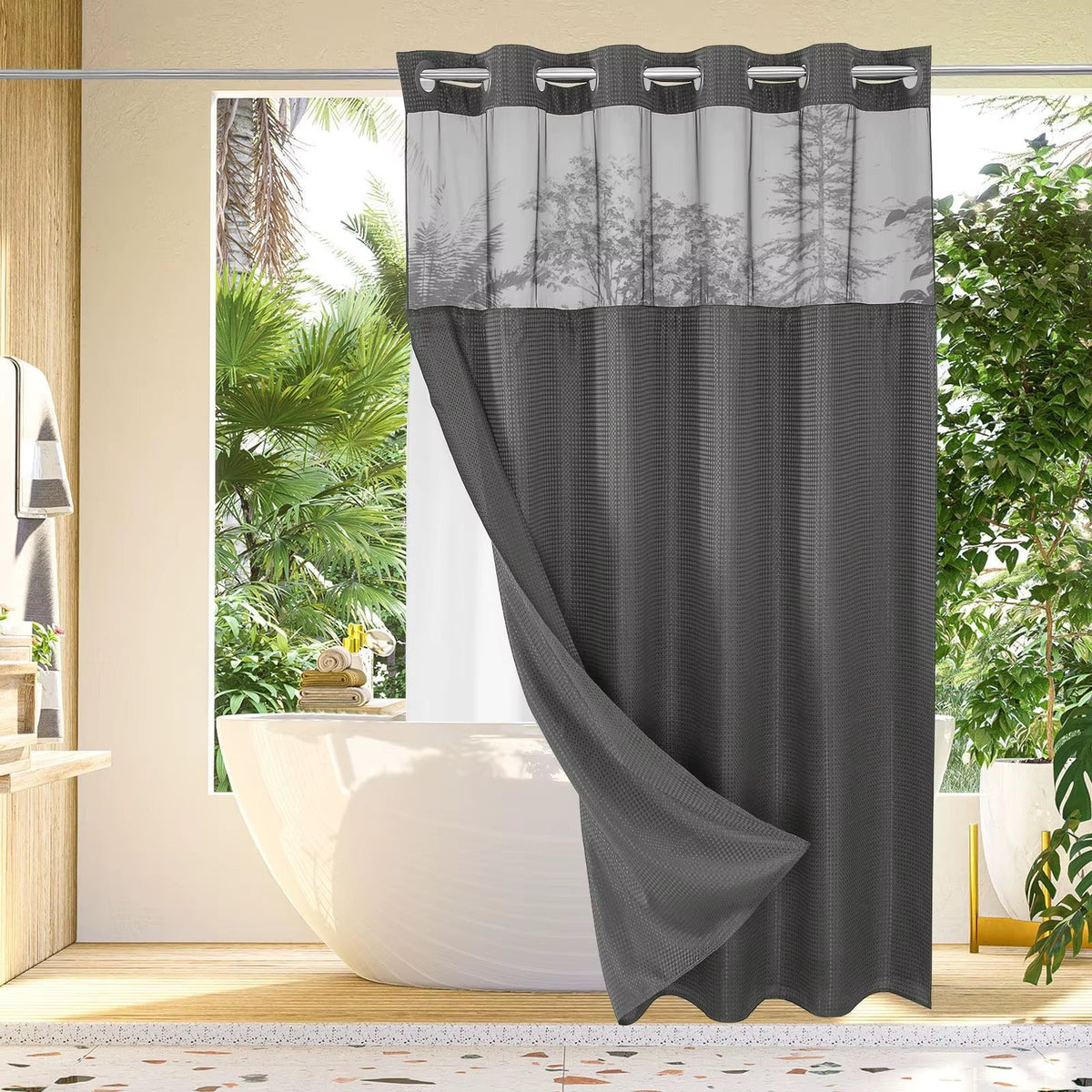 Double-Layer Waffle Shower Curtain