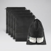 Drawstring Shoe Bags with Transparent Panel – Waterproof and Dustproof Travel Organizer, Set of 5