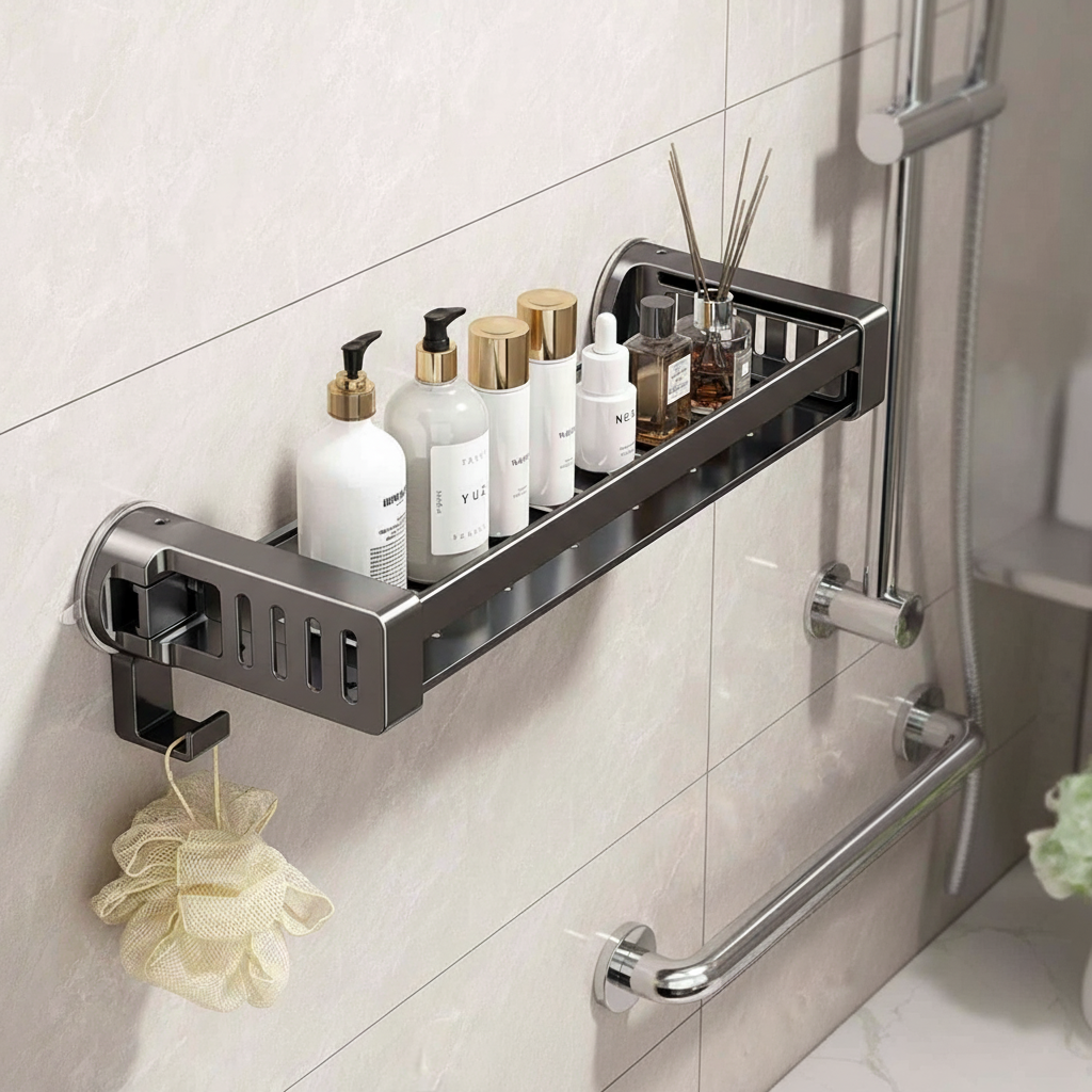 Drill-Free Hanging Bathroom Shelf
