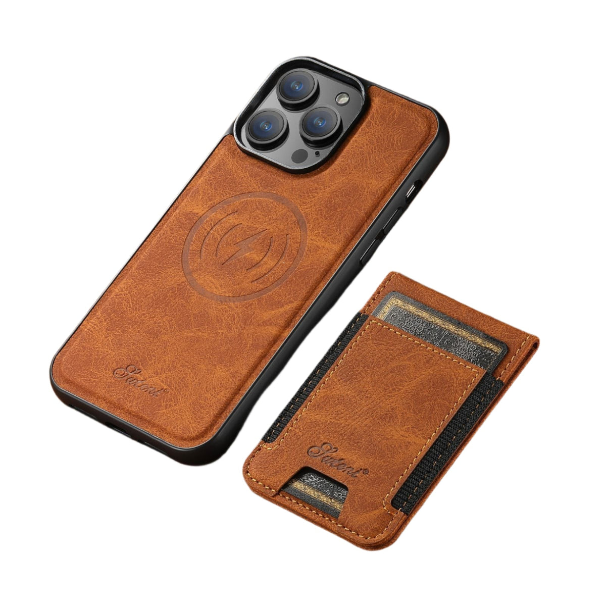 Durable Leather Phone Case with Card Holder and Magnetic Support