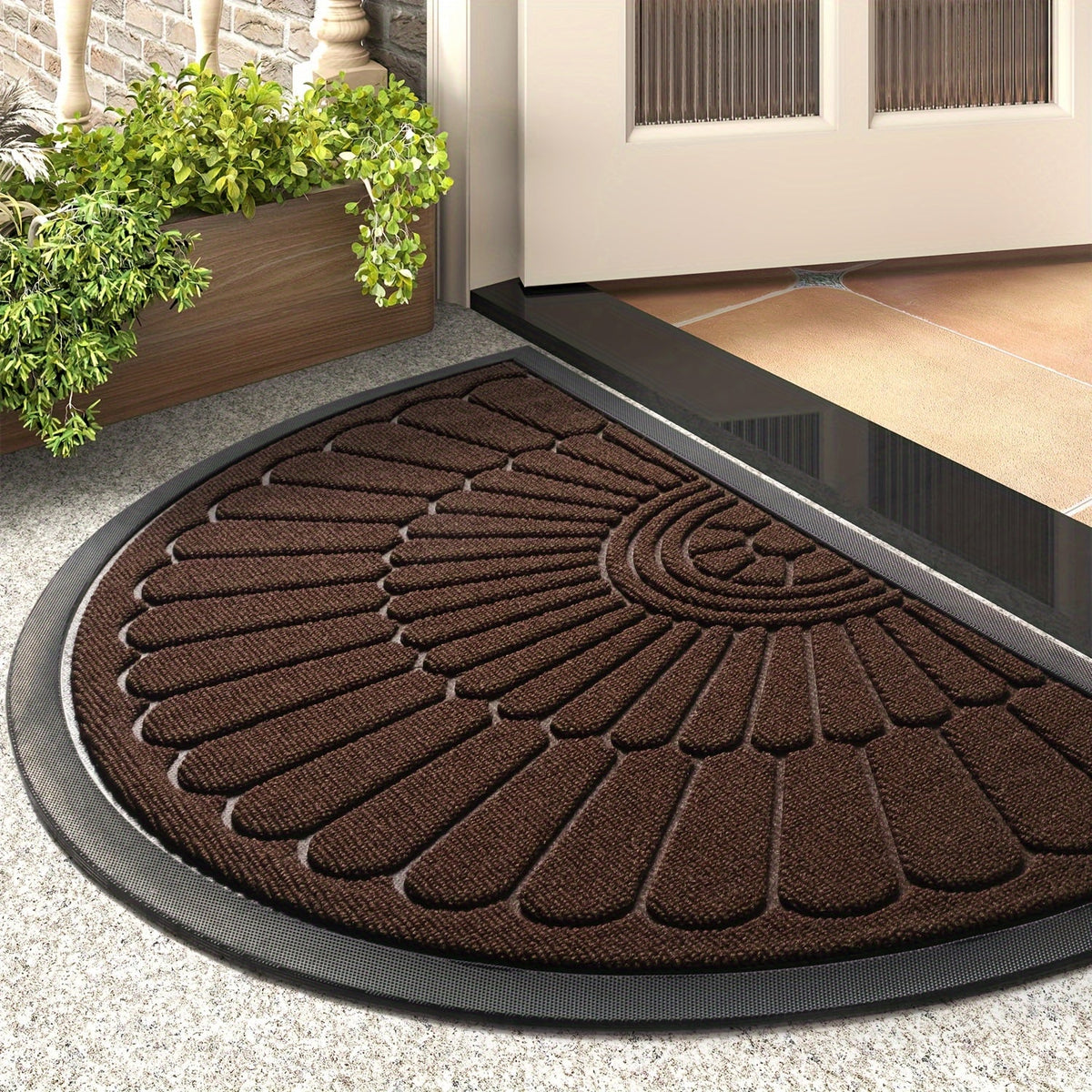 Durable Rubber Doormat - Half Round Design for Indoor and Outdoor