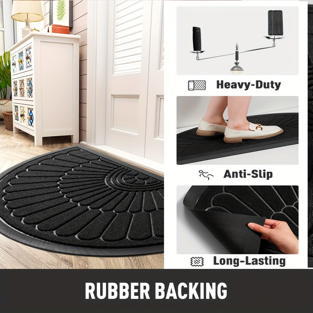 Durable Rubber Doormat - Half Round Design for Indoor and Outdoor