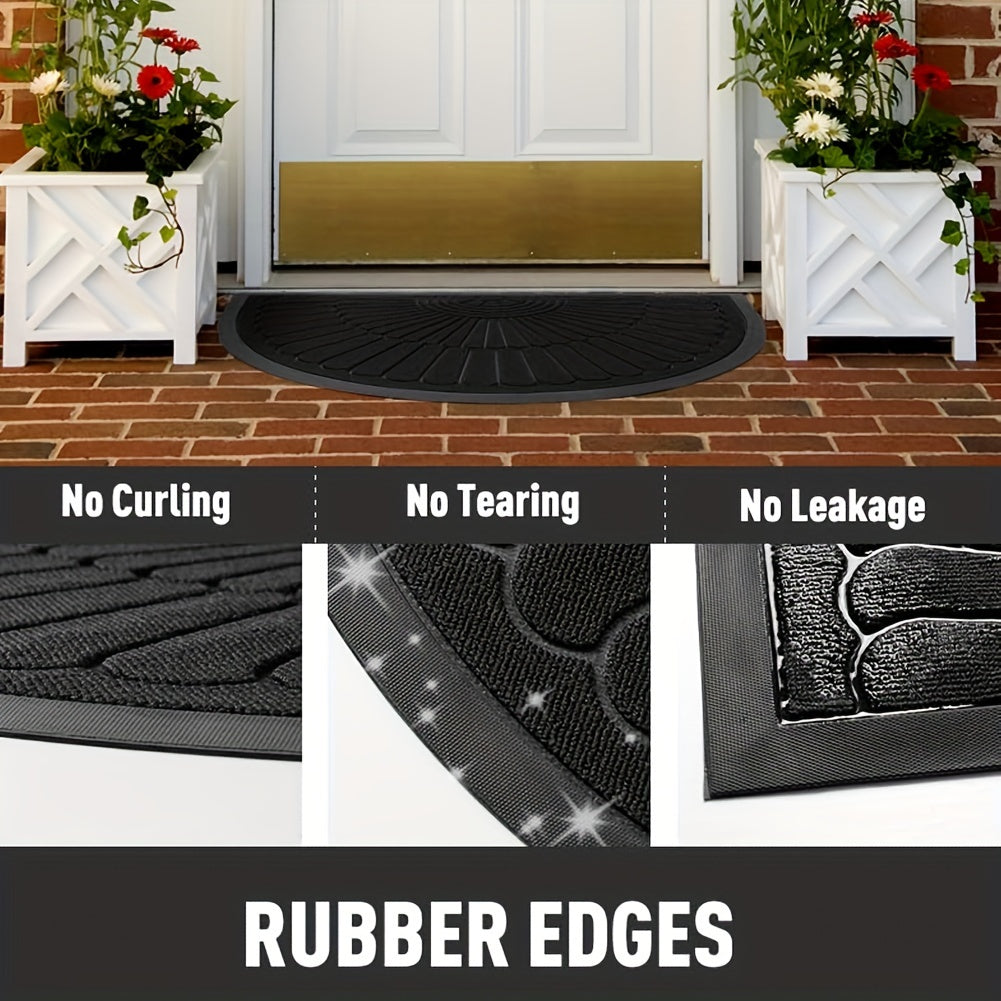 Durable Rubber Doormat - Half Round Design for Indoor and Outdoor