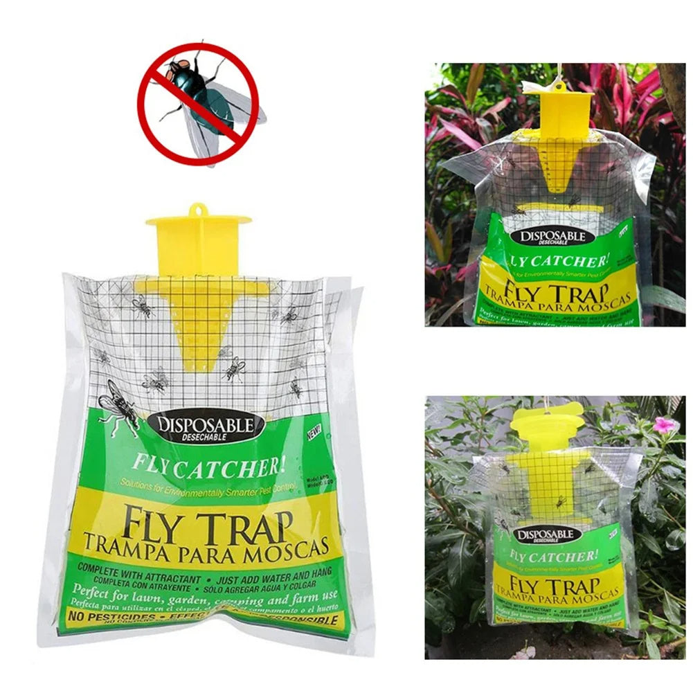 Eco-Friendly Disposable Outdoor Fly Trap with Bait
