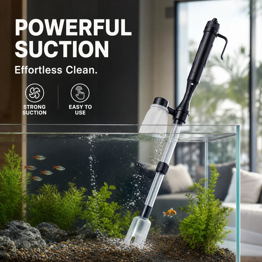 Electric Aquarium Gravel Cleaner with Battery-Operated Suction Pump for Gravel Cleaning and Water Changes