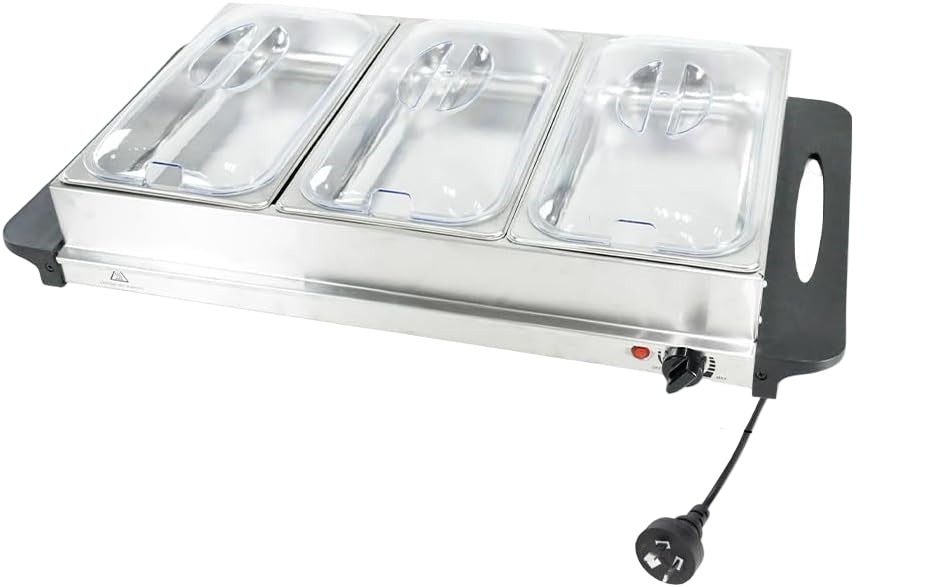 Electric Buffet Food Warmer with 3 x 2.5L Trays and Adjustable Temperature Control