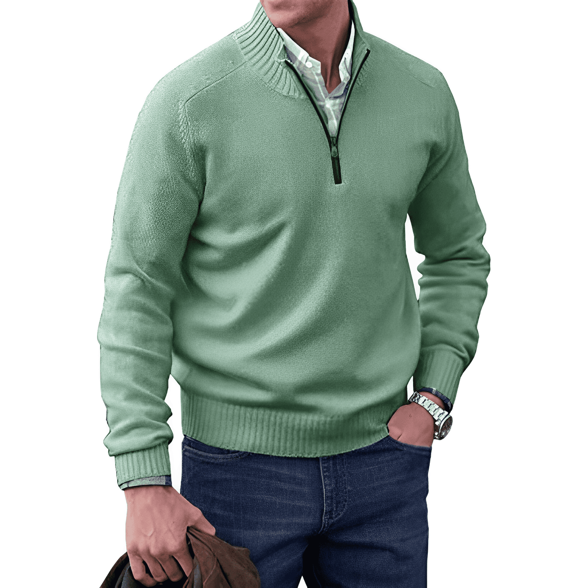 Elegant Autumn Quarter-Zip Sweater