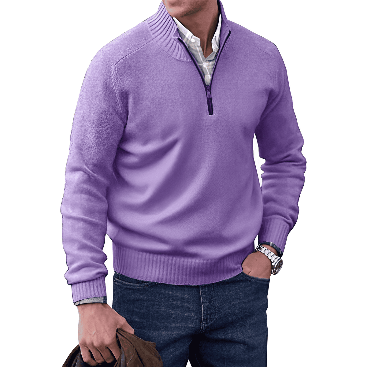 Elegant Autumn Quarter-Zip Sweater