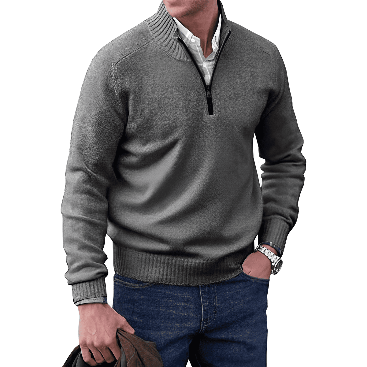Elegant Autumn Quarter-Zip Sweater