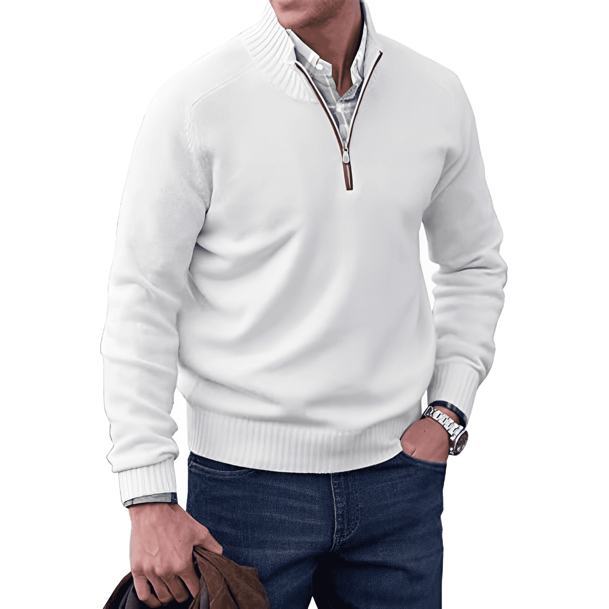 Elegant Autumn Quarter-Zip Sweater