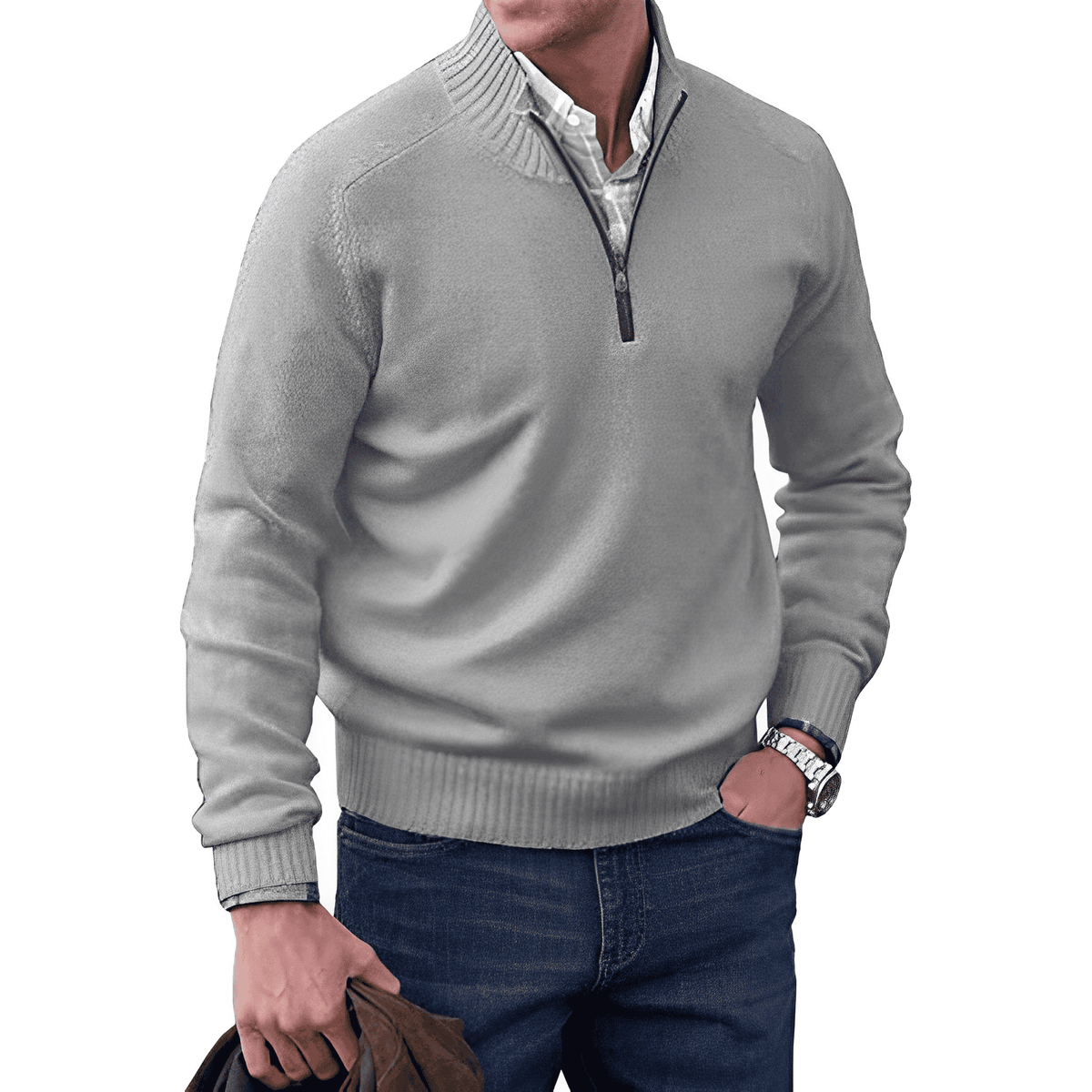 Elegant Autumn Quarter-Zip Sweater