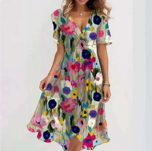 Elegant Flowy Floral Summer Dress