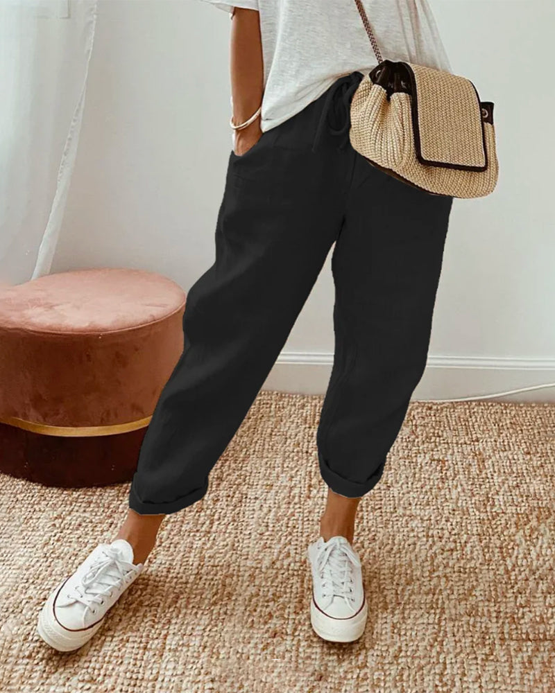 Elegant High-Waisted Breathable Moisture-Wicking Trousers