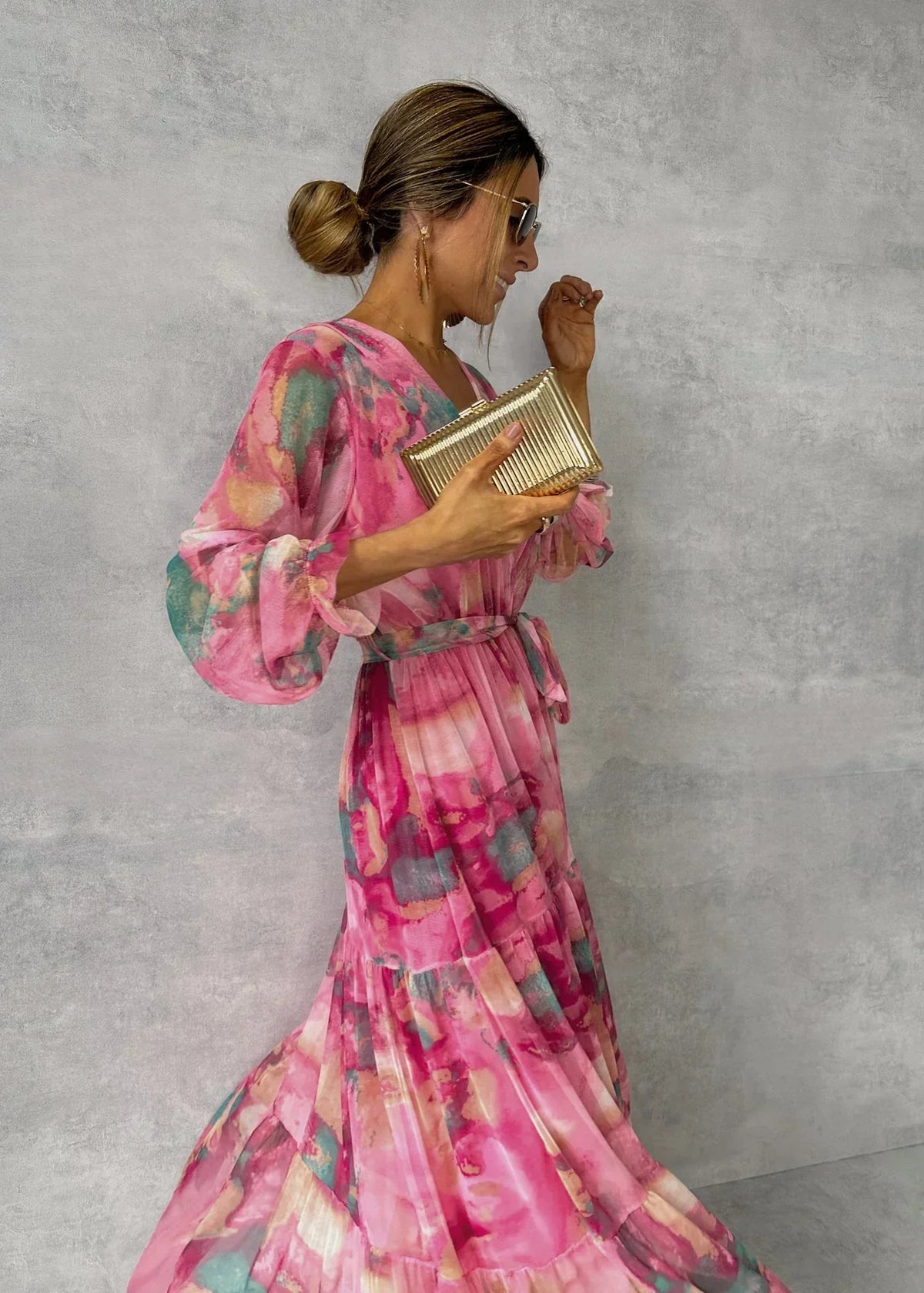 Elegant Long-Sleeved Maxi Wrap Party Dress