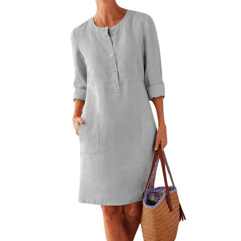 Elegant Solid Color Summer Dress