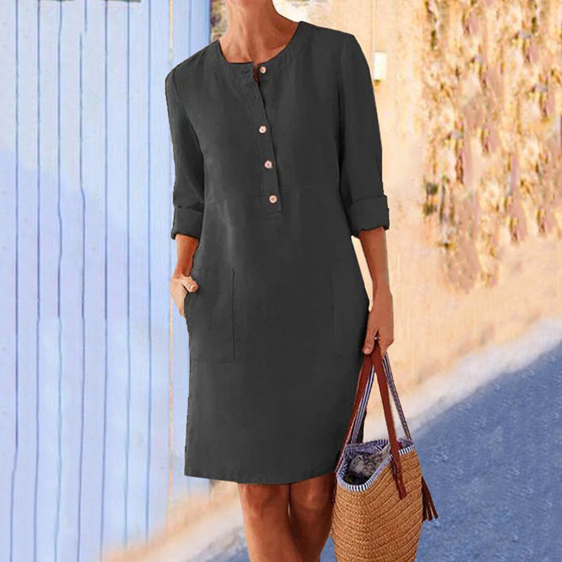 Elegant Solid Color Summer Dress