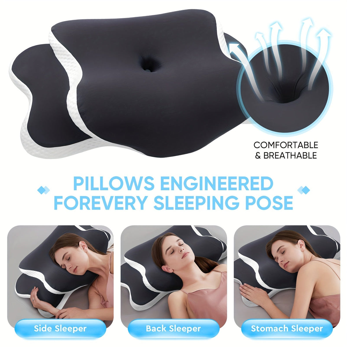 Ergonomic Memory Foam Neck Pillow – For Optimal Comfort and Support at Night