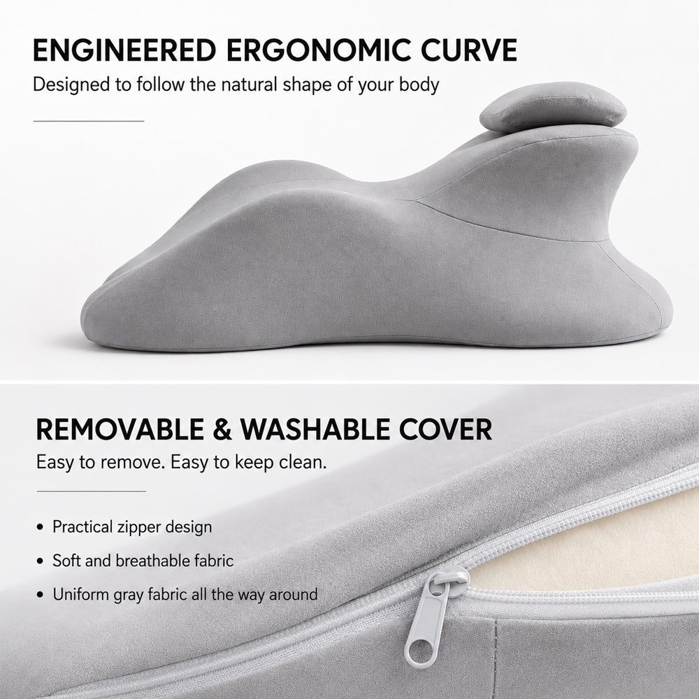 Ergonomic Memory Foam Positioning Pillow with Detachable Neck Pillow