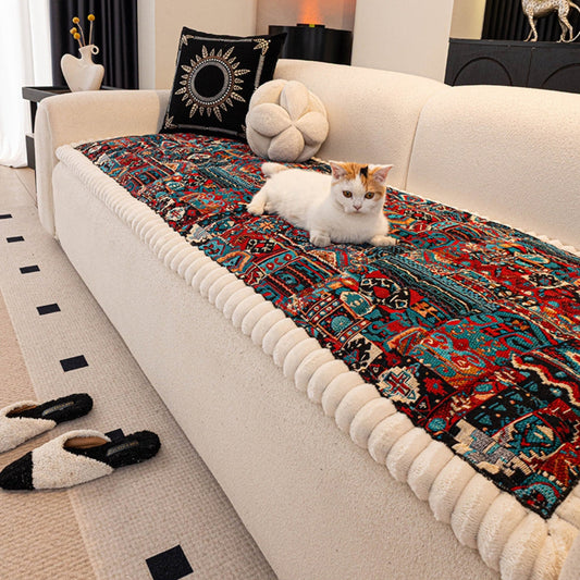 Ethnic Boho Embossed Plush Couch Cover
