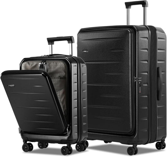 Expandable Hard Shell Carry-On Luggage with Front Pocket & TSA Lock