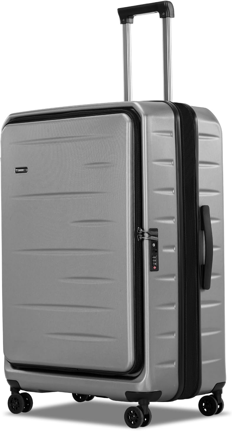 Expandable Hard Shell Carry-On Luggage with Front Pocket & TSA Lock