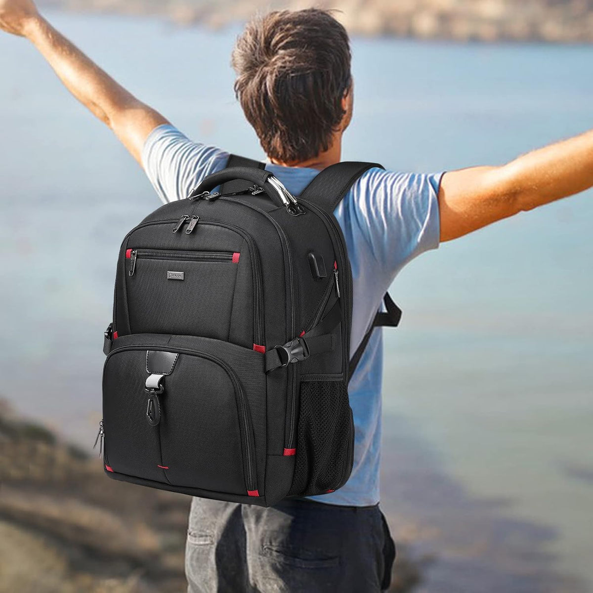 Extra-Large Unisex Water-Resistant 50L Travel Laptop Backpack