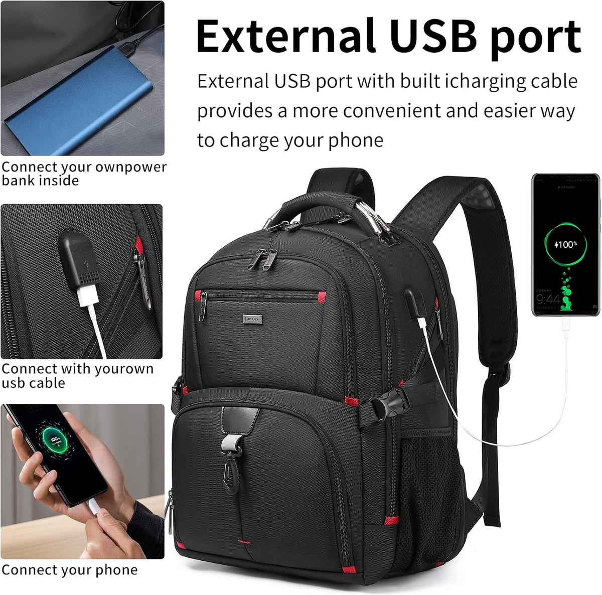 Extra-Large Unisex Water-Resistant 50L Travel Laptop Backpack
