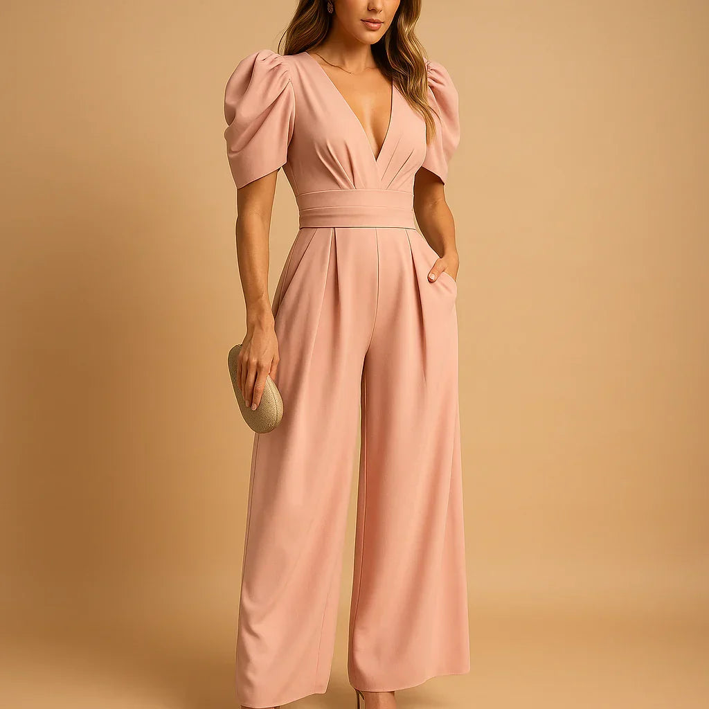 Fitted Puff Sleeve Jumpsuit