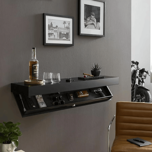 Floating Wall Shelf with Secret Compartment | Solid Wood | Hidden Storage