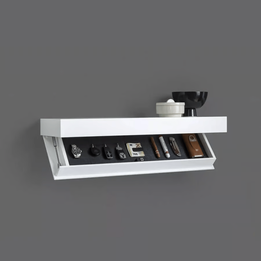 Floating Wall Shelf with Secret Compartment | Solid Wood | Hidden Storage