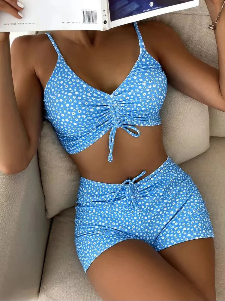 Floral Print High-Waisted Bikini